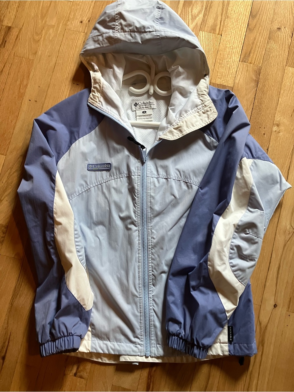 Columbia Women's Light Blue and Lavender Hooded Shell Jacket